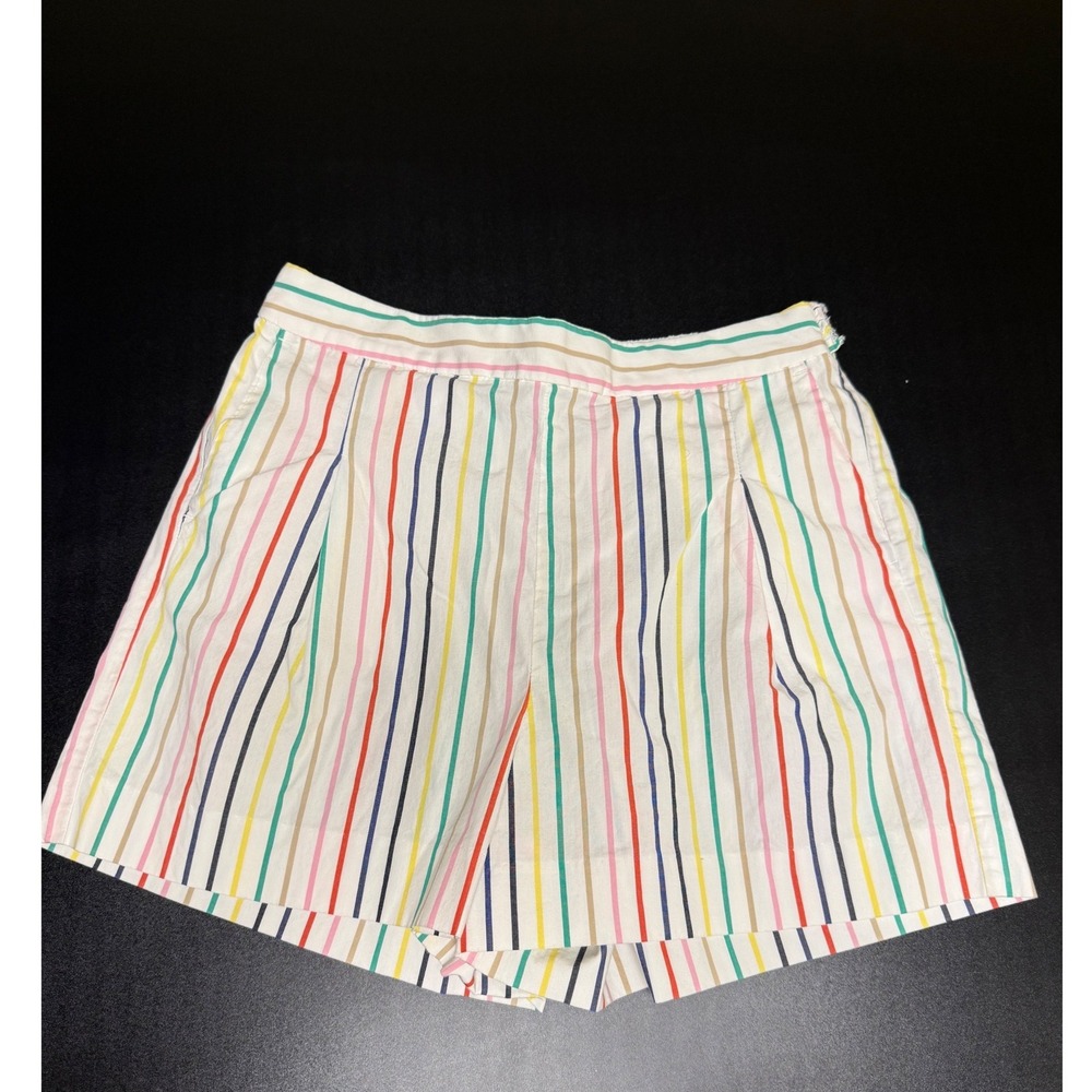 J.Crew Womens White Multi Color Vertical Stripe Cotton Blend Shorts Size 8 J10